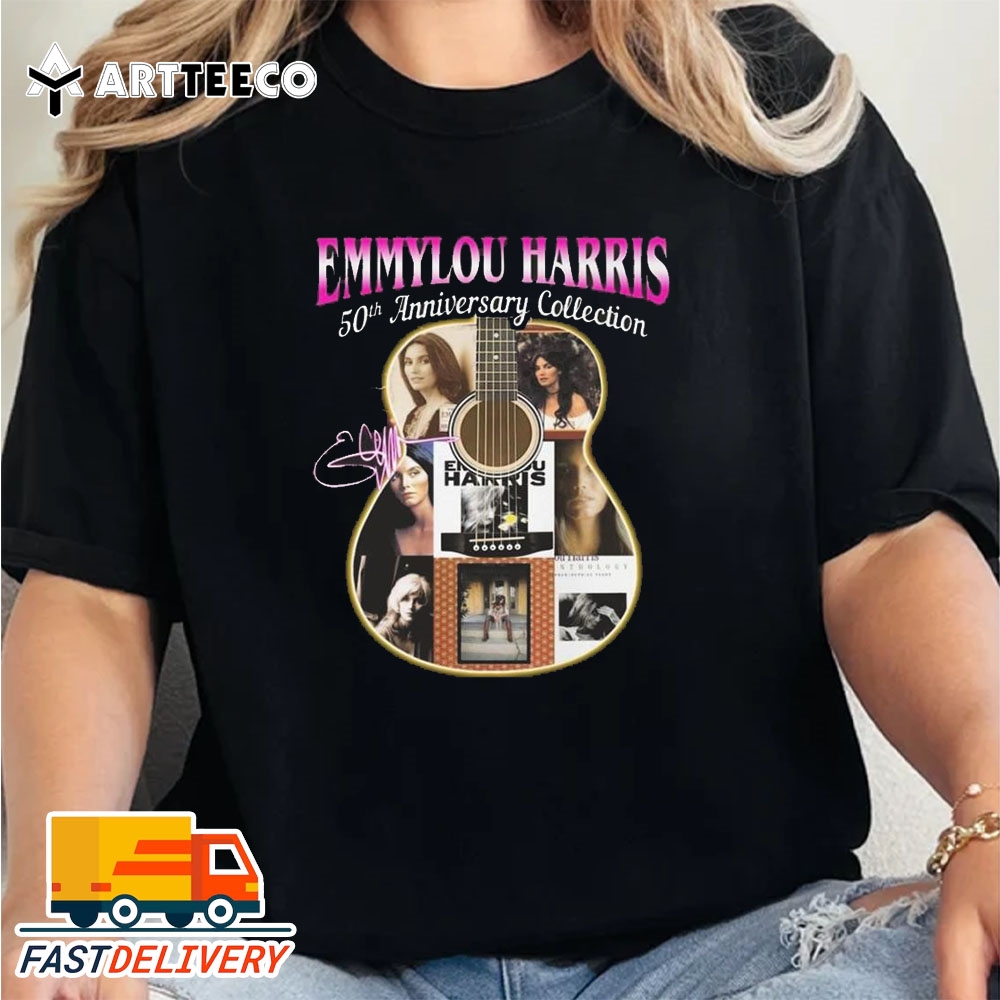 Emmylou Harris 50th Anniversary Collection Signature And Guitar Retro T Shirt Trending Shirt 2024