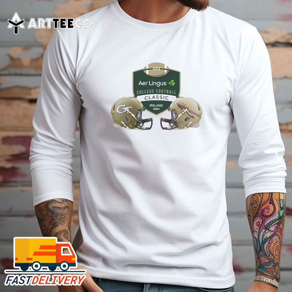 Georgia Tech Vs Florida State Aer Lingus College Football Classic Ireland 2024 Helmet Retro T Shirt Trending Shirt 2024