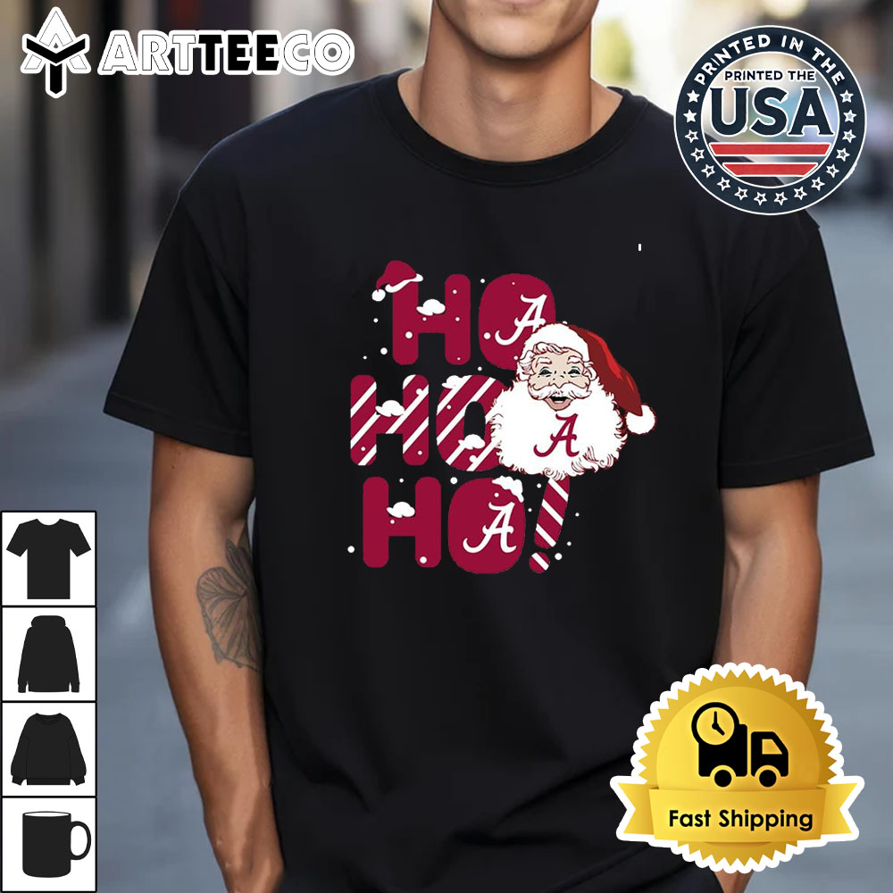 Alabama Crimson Tide Ho Ho Ho Santa Claus Christmas Retro T Shirt 1