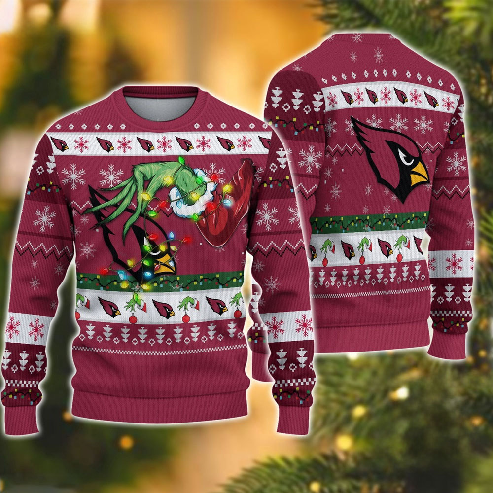 Arizona Cardinals Special Grinch's Hand Football Christmas Ugly Sweater