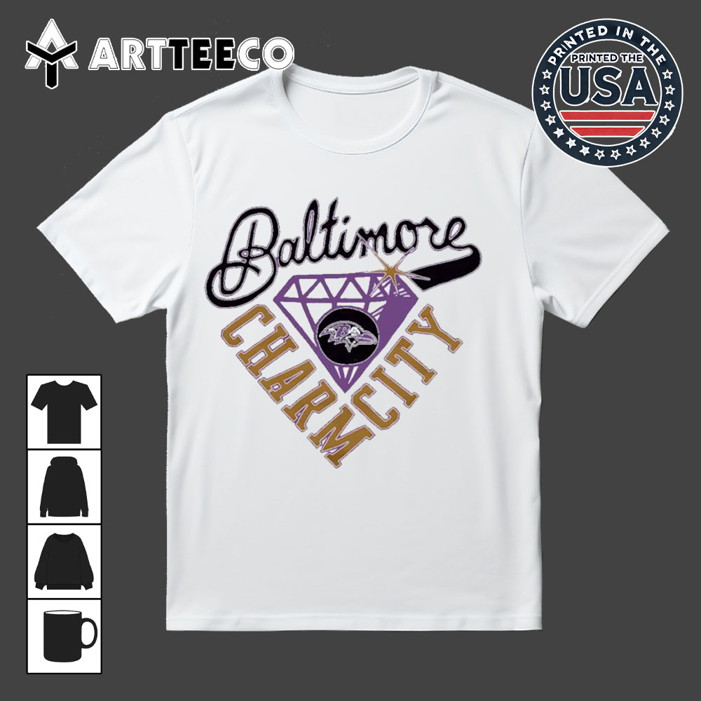 Baltimore Ravens Charm City Diamond Vintage T Shirt 1