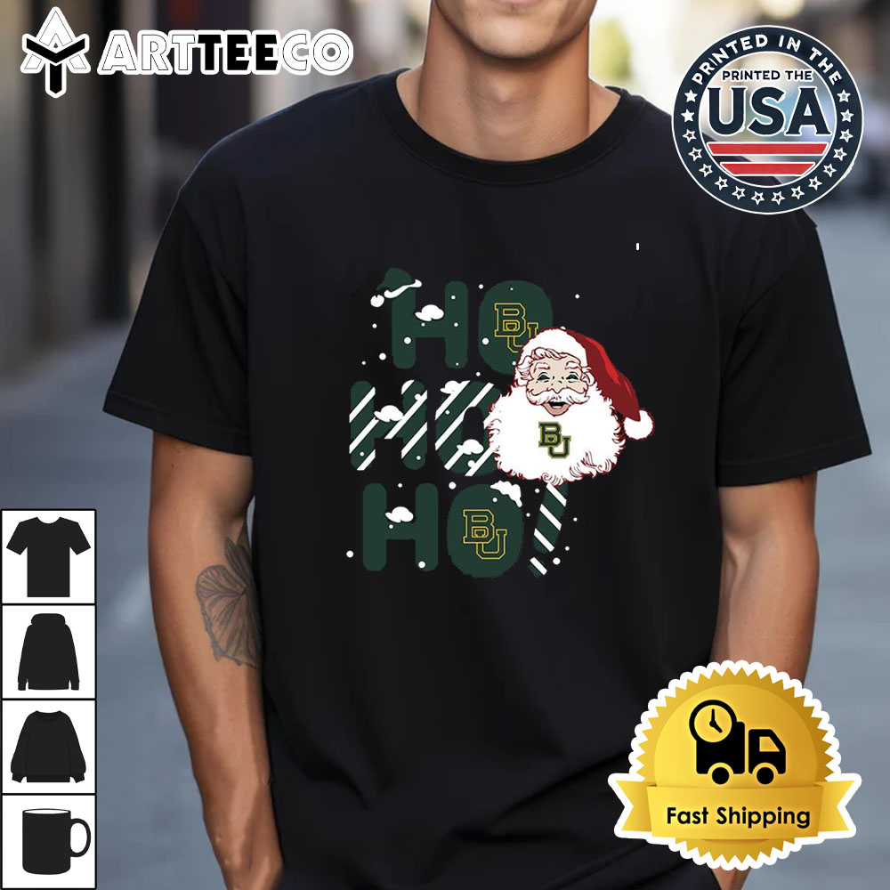 Baylor Bears Ho Ho Ho Santa Claus Christmas Retro T Shirt 1