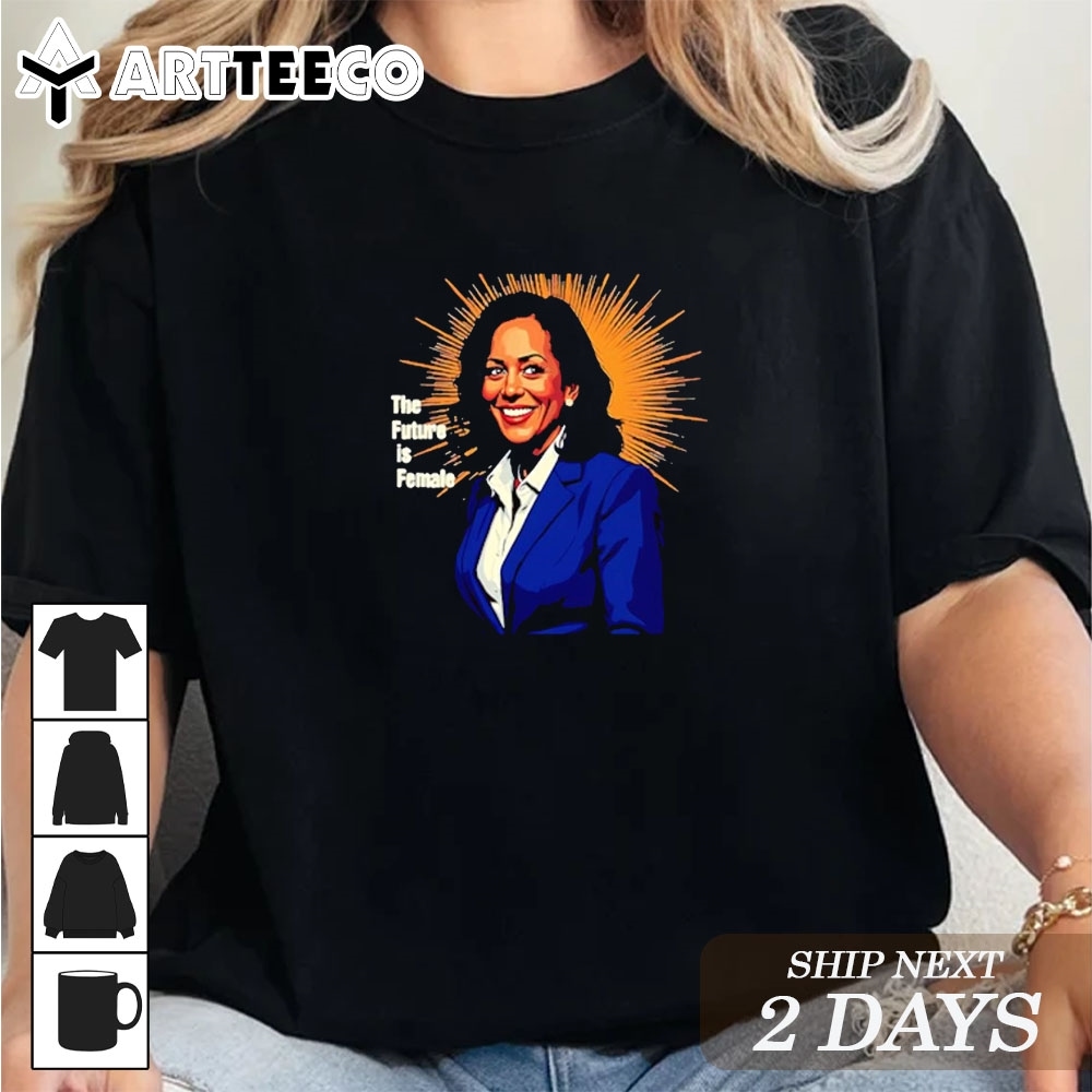 Bold Vibrant Portrait of Kamala the future is female Kamala Harris T Shirt