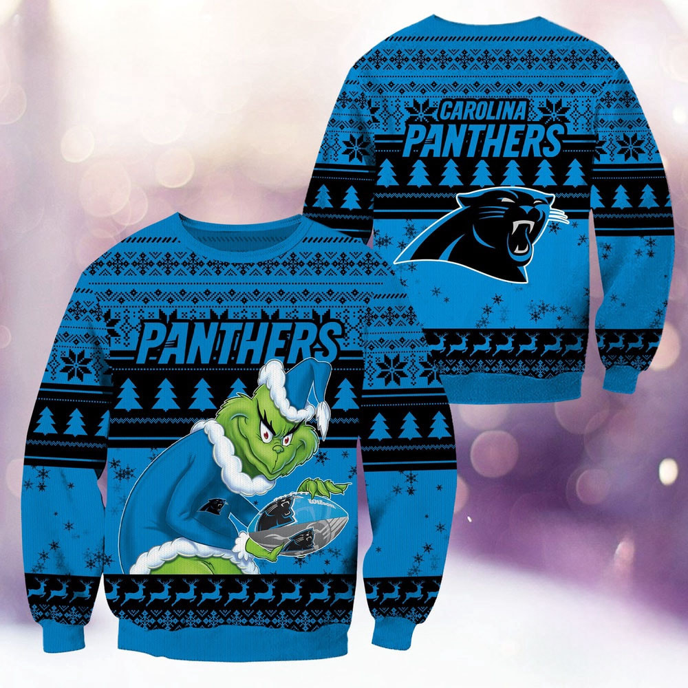 Carolina Panthers Football Grinch Christmas Ugly Sweater