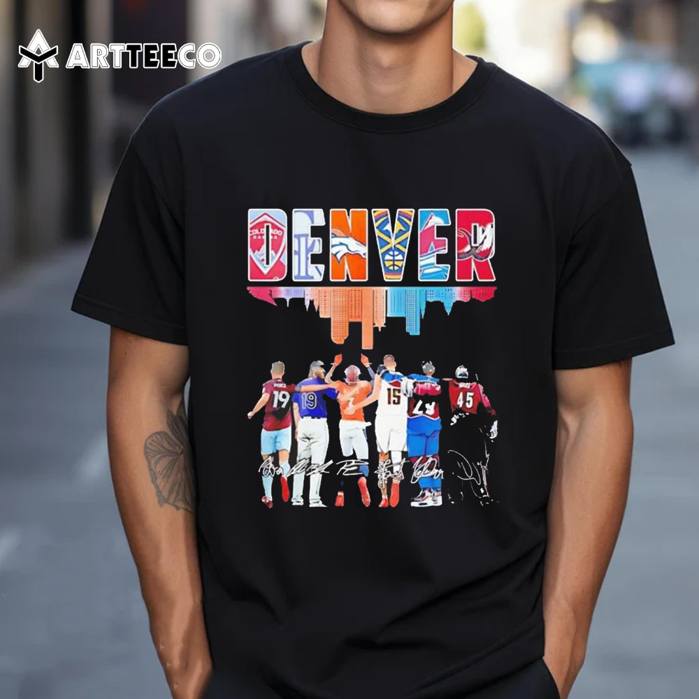 Denver City Skyline Rapids Rockies Broncos Nuggets Avalanche Mammoth Signatures T Shirt