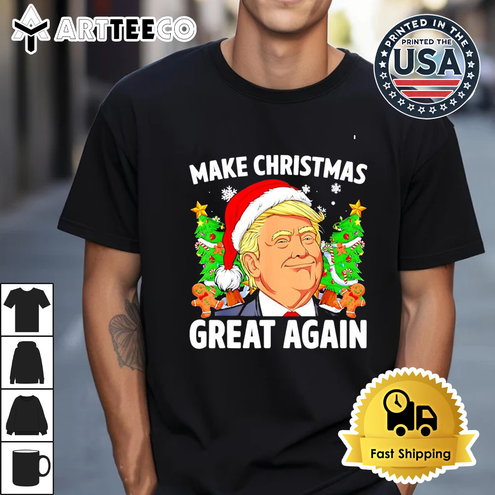 Donald Trump Santa Make Christmas Great Again Retro T Shirt 1