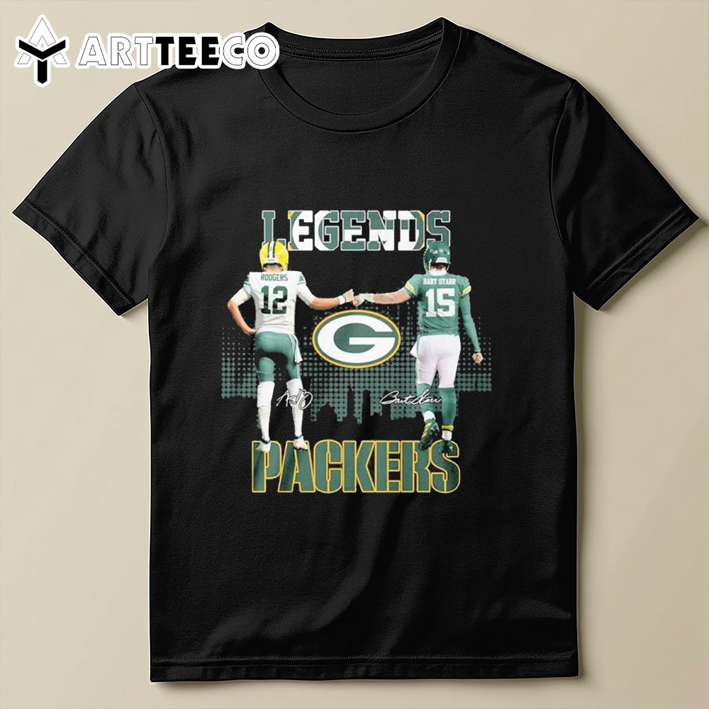 Green Bay Packers Legends Aaron Rodgers X Bart Starr Signature T Shirt