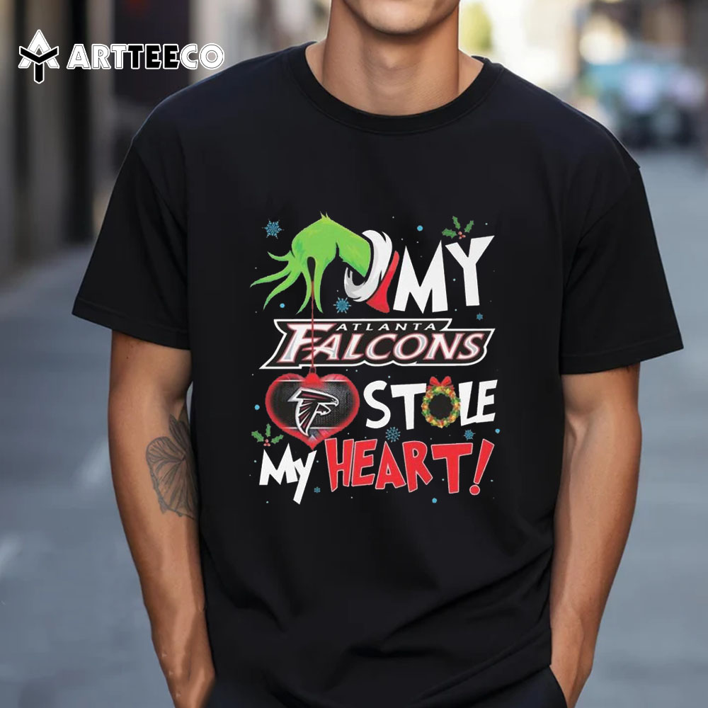 Grinch Hand My Atlanta Falcons Stole My Heart Football 2024 T Shirt