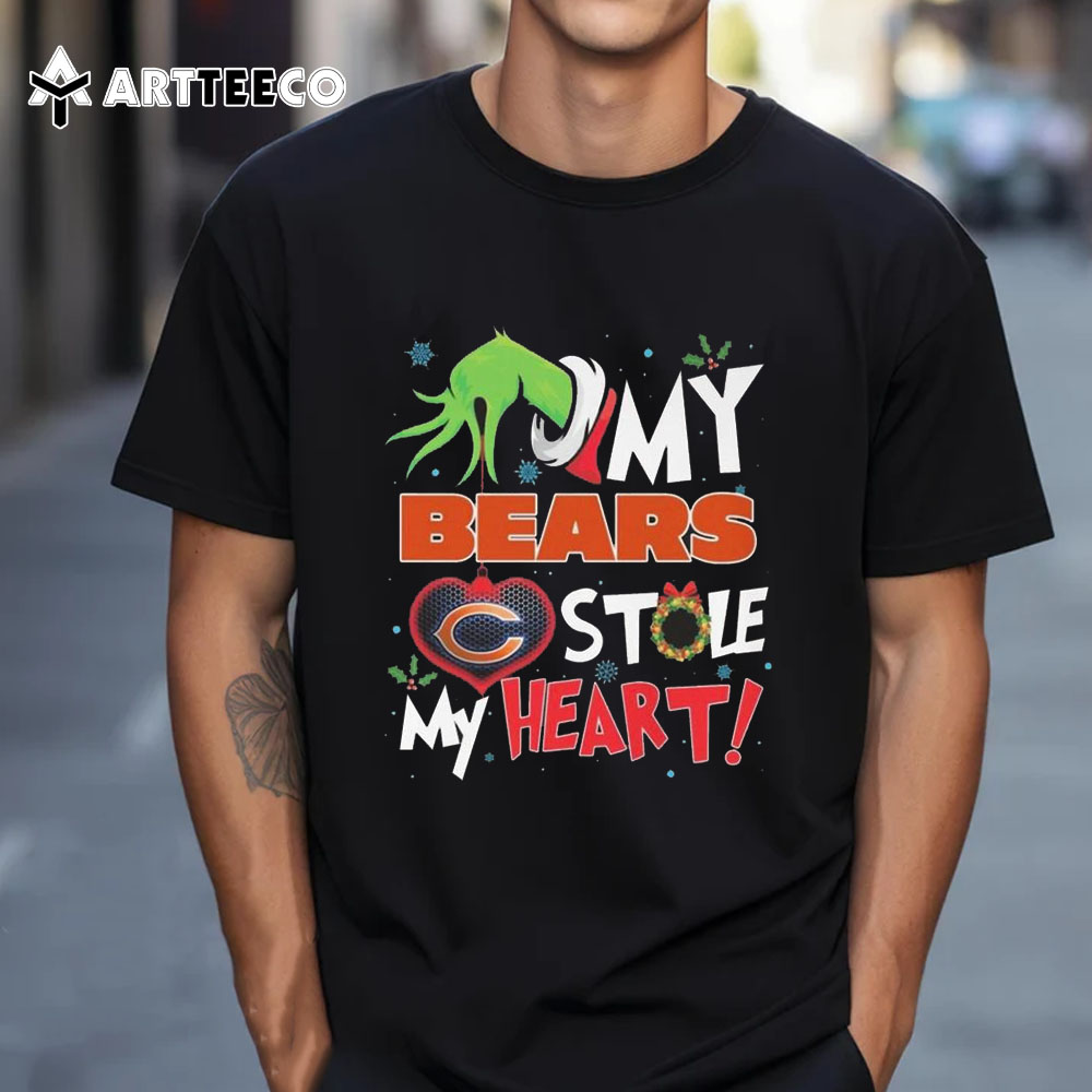 Grinch Hand My Chicago Bears Stole My Heart Football 2024 T Shirt