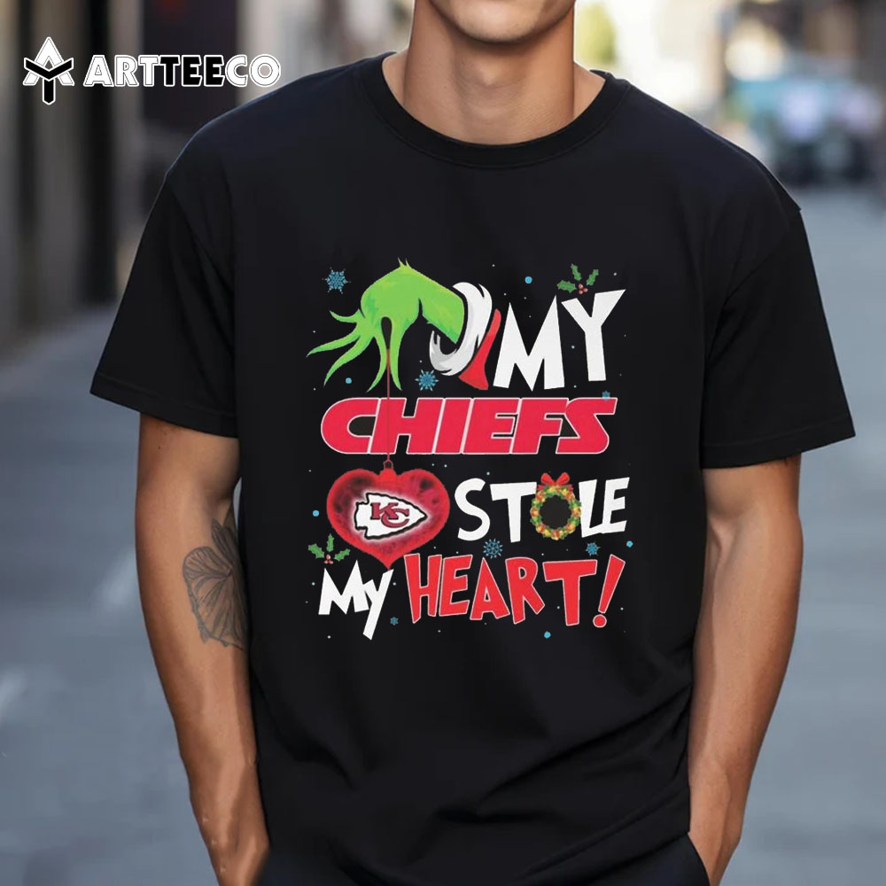 Grinch Hand My Kansas City Chiefs Stole My Heart Football 2024 T Shirt