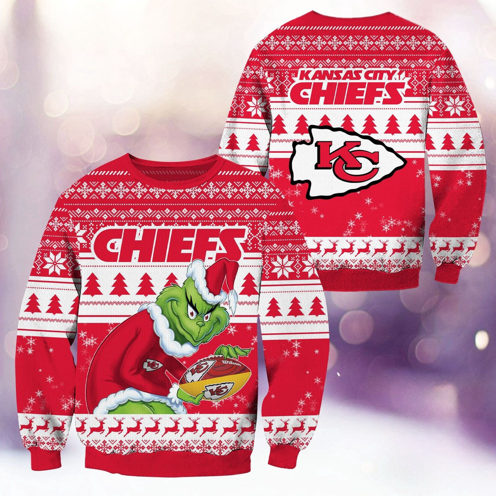 Kansas City Chiefs Football Grinch Christmas Ugly Sweater