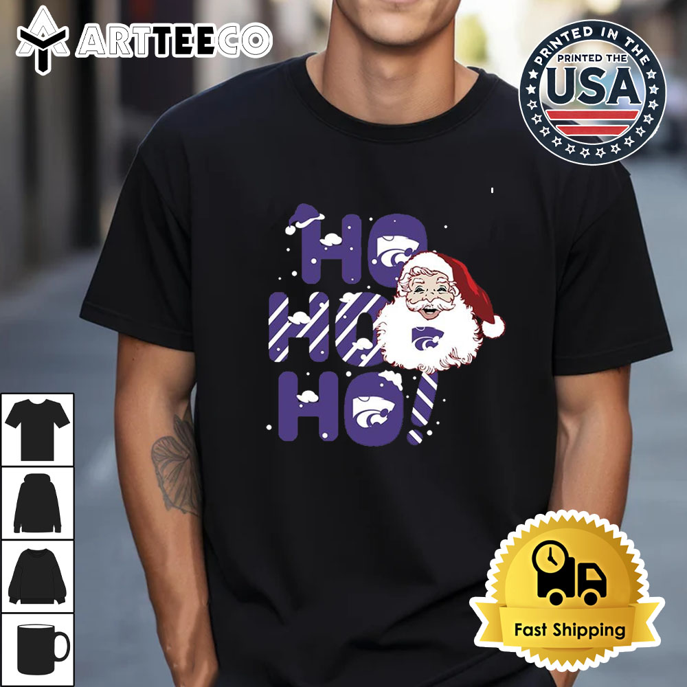 Kansas State Wildcats Ho Ho Ho Santa Claus Christmas Retro T Shirt 1