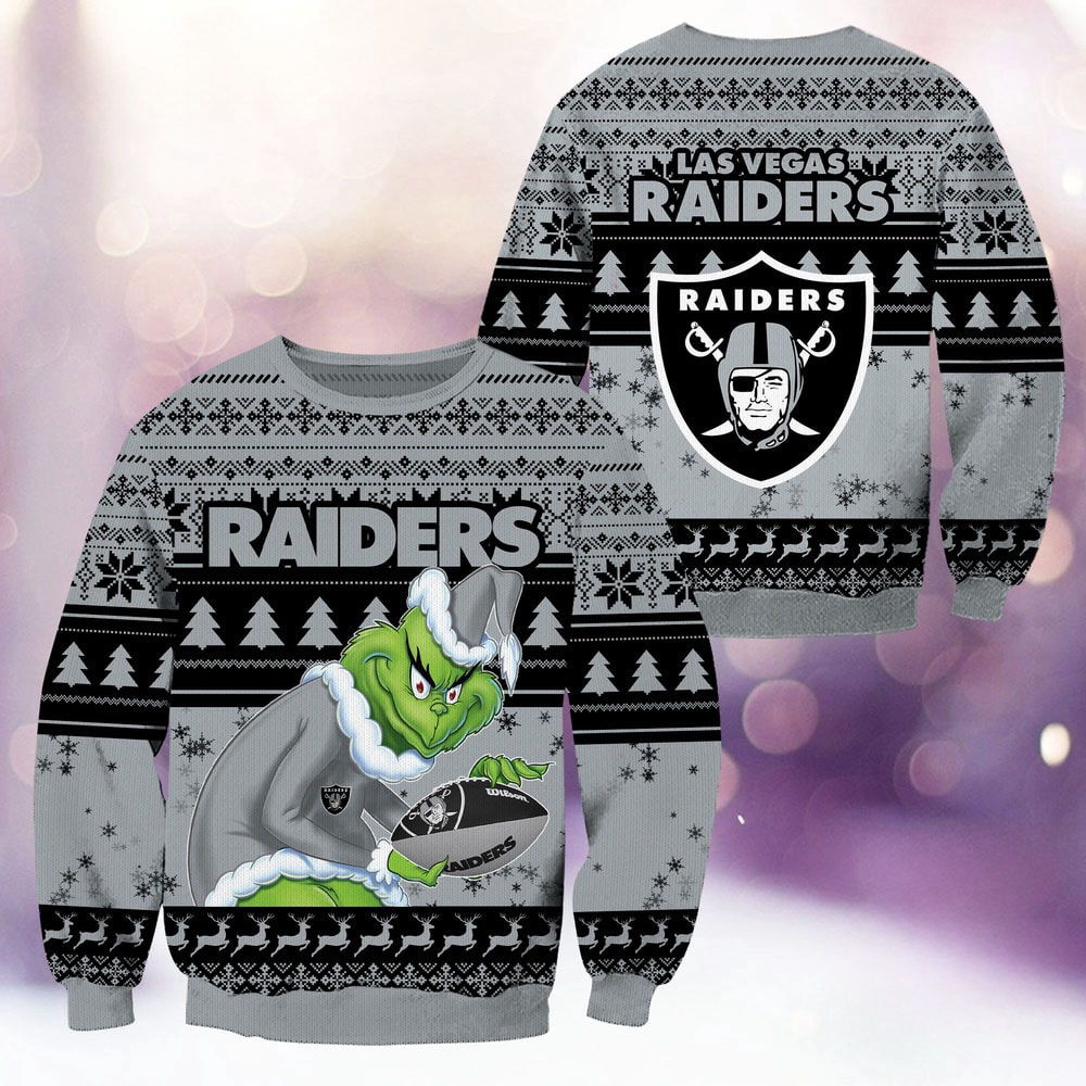 Las Vegas Raiders Football Grinch Christmas Ugly Sweater