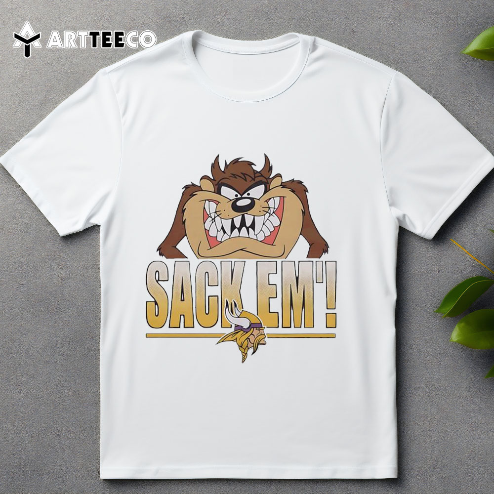 Looney Tunes Taz X Minnesota Vikings Sack Em' T Shirt