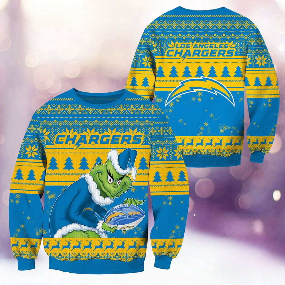 Los Angeles Chargers Football Grinch Christmas Ugly Sweater