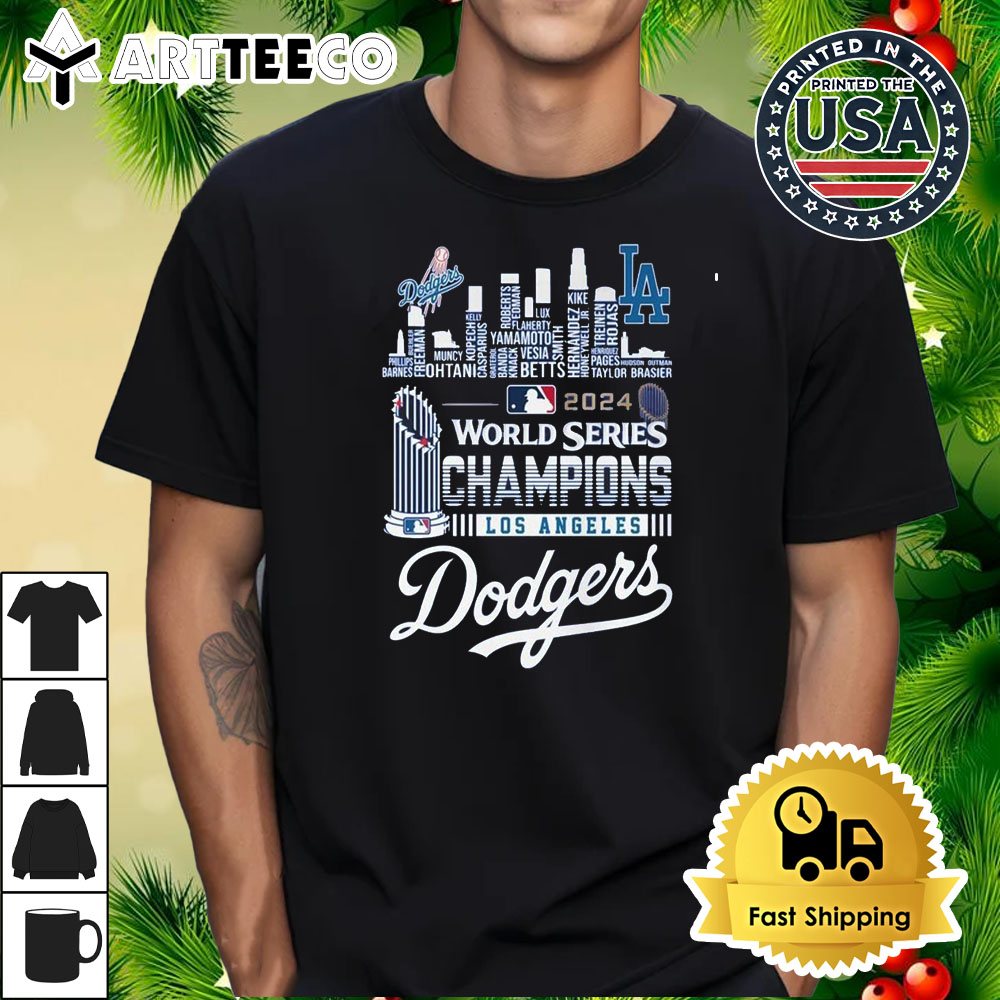 MLB 2024 World Series Champions One Win Away MLB Los Angeles Dodgers Skyline T Shirt 1