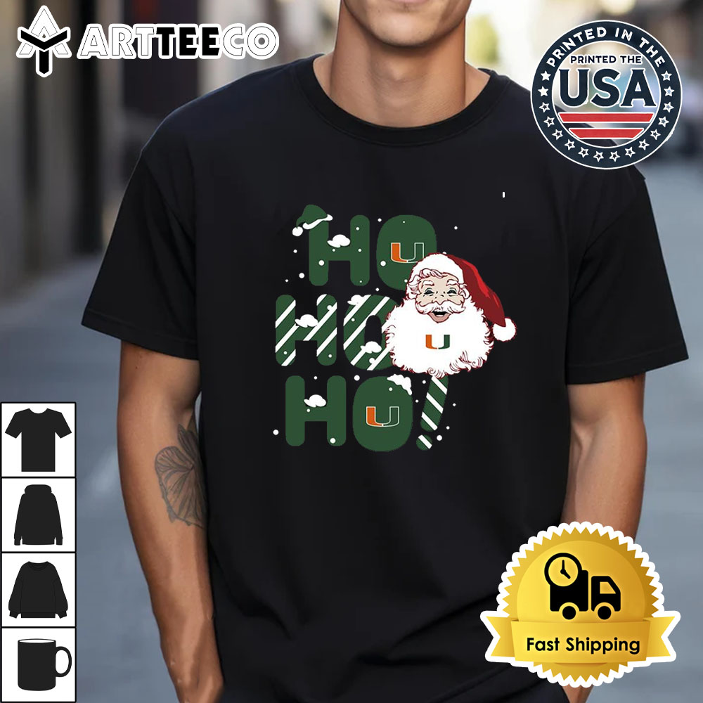 Miami Hurricanes Ho Ho Ho Santa Claus Christmas Retro T Shirt 1