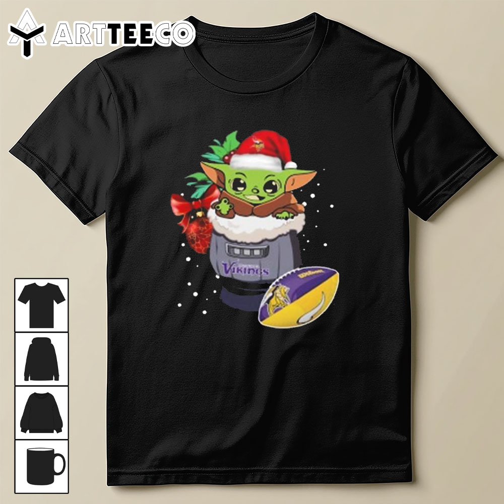 Minnesota Vikings Baby Yoda Merry Christmas 2024 T Shirt Trending