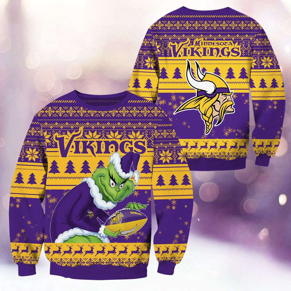 Minnesota Vikings Football Grinch Christmas Ugly Sweater