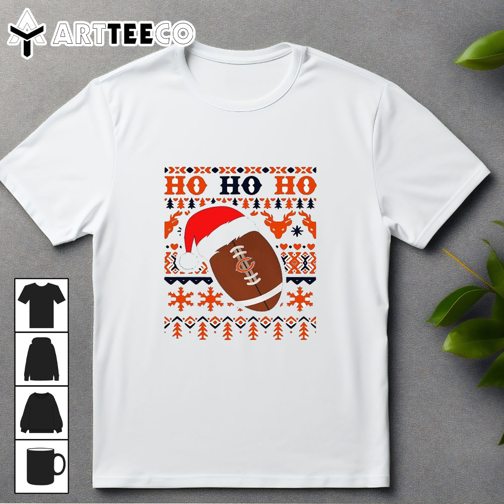 NFL Chicago Bears Football Santa Claus Ho Ho Ho Christmas 2024 T Shirt Trending