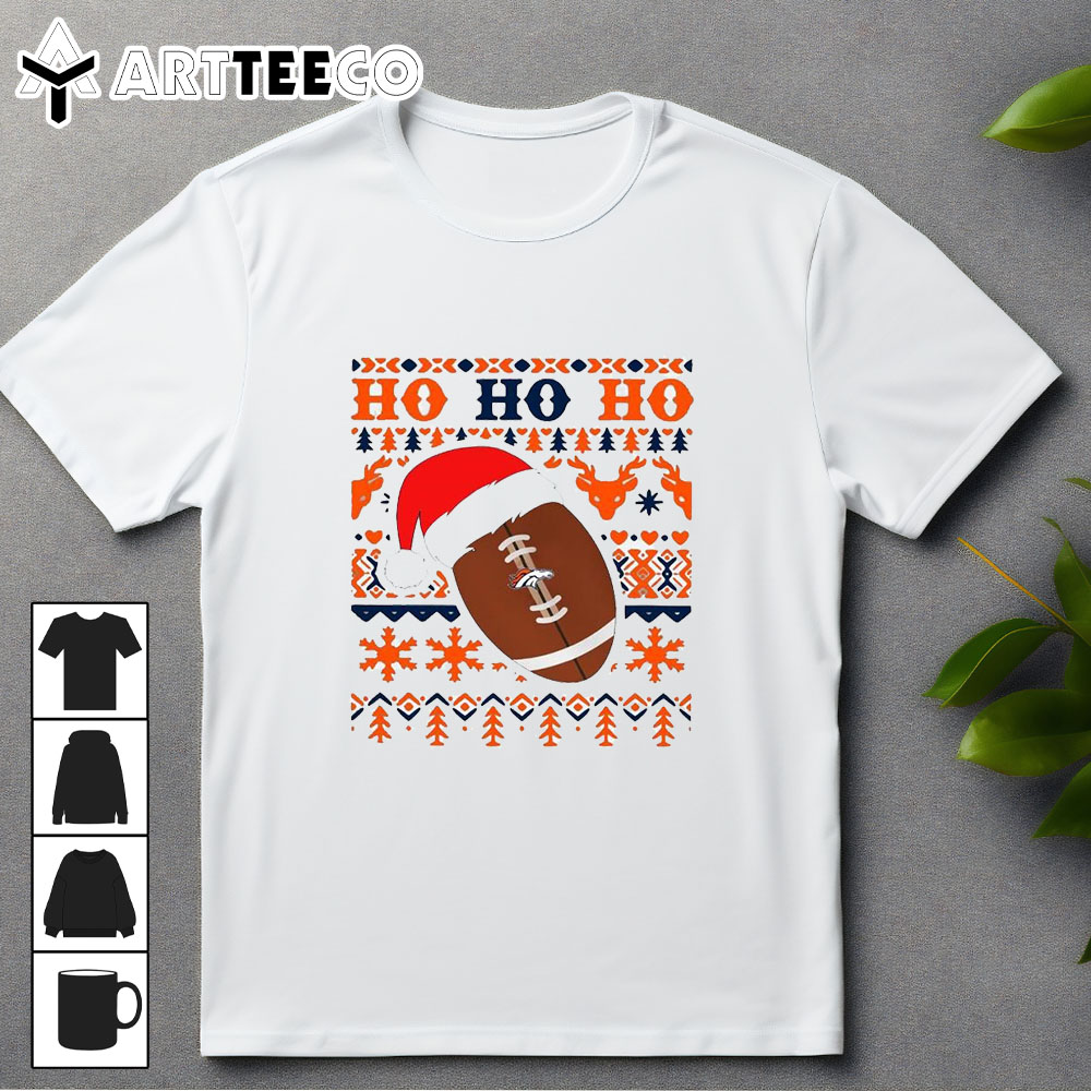 NFL Denver Broncos Football Santa Claus Ho Ho Ho Christmas 2024 T Shirt Trending