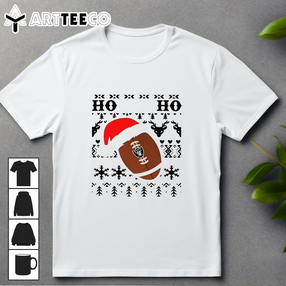 NFL Las Vegas Raiders Football Santa Claus Ho Ho Ho Christmas 2024 T Shirt Trending