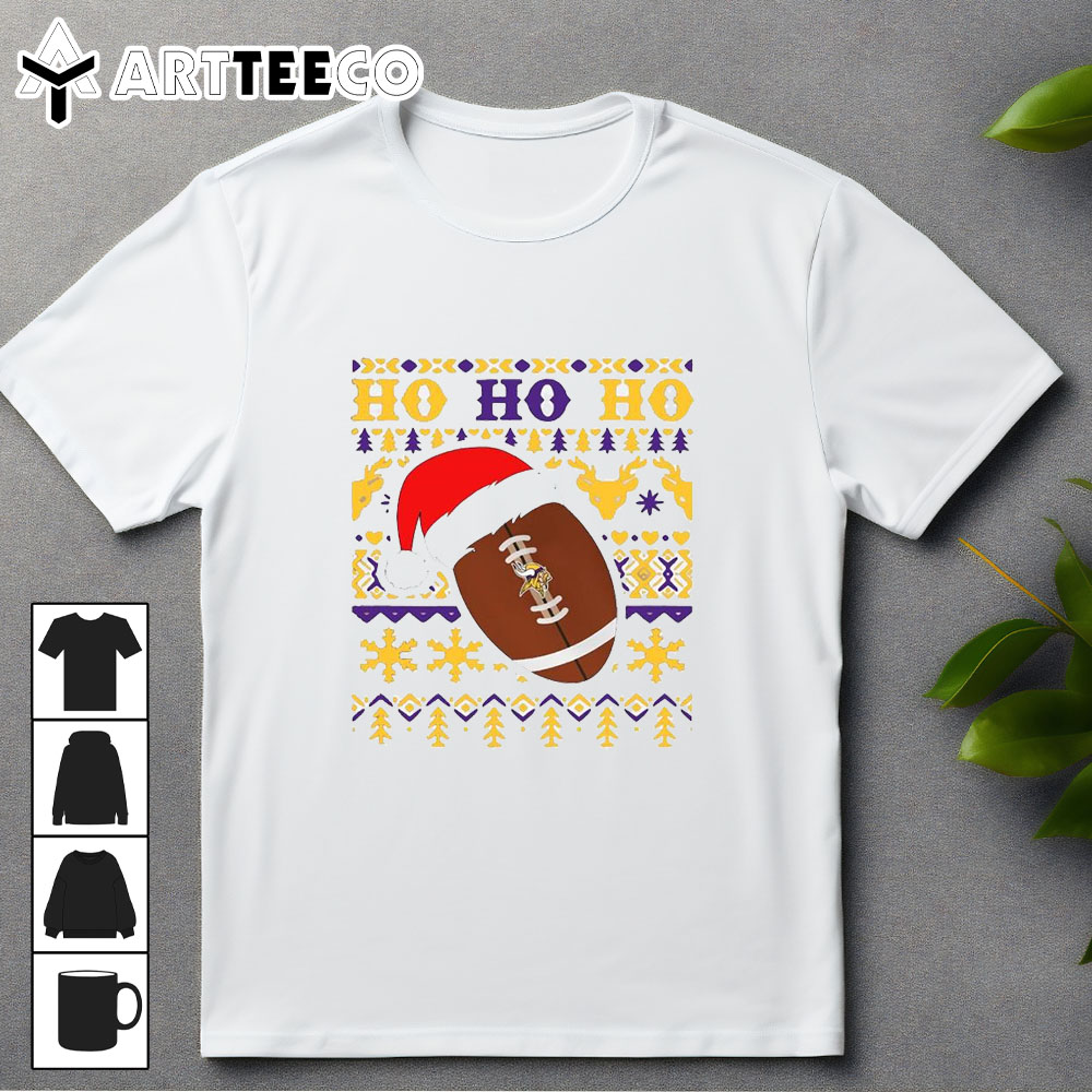 NFL Minnesota Vikings Football Santa Claus Ho Ho Ho Christmas 2024 T Shirt Trending