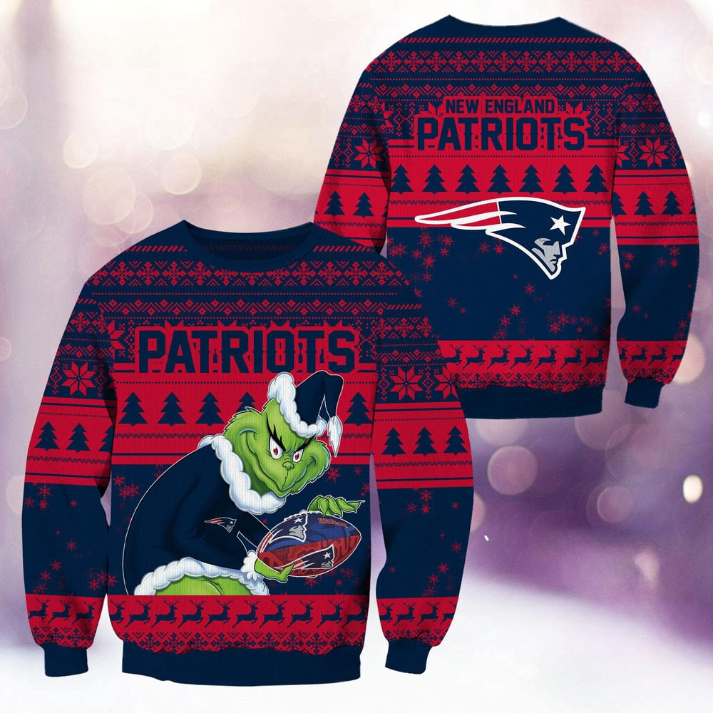 New England Patriots Football Grinch Christmas Ugly Sweater