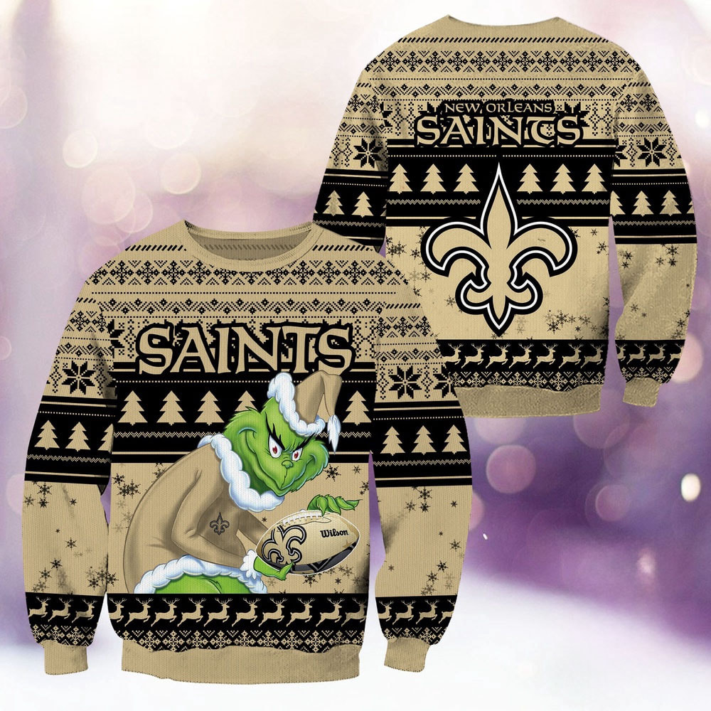 New Orleans Saints Football Grinch Christmas Ugly Sweater