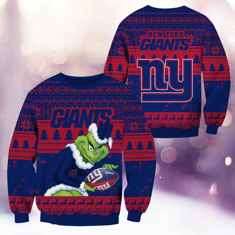 New York Giants Football Grinch Christmas Ugly Sweater