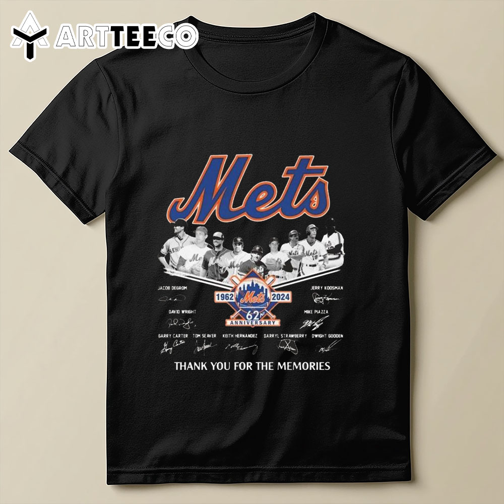 New York Mets 1962 2024 62nd Anniversary Signatures Thank You For The Memories T Shirt