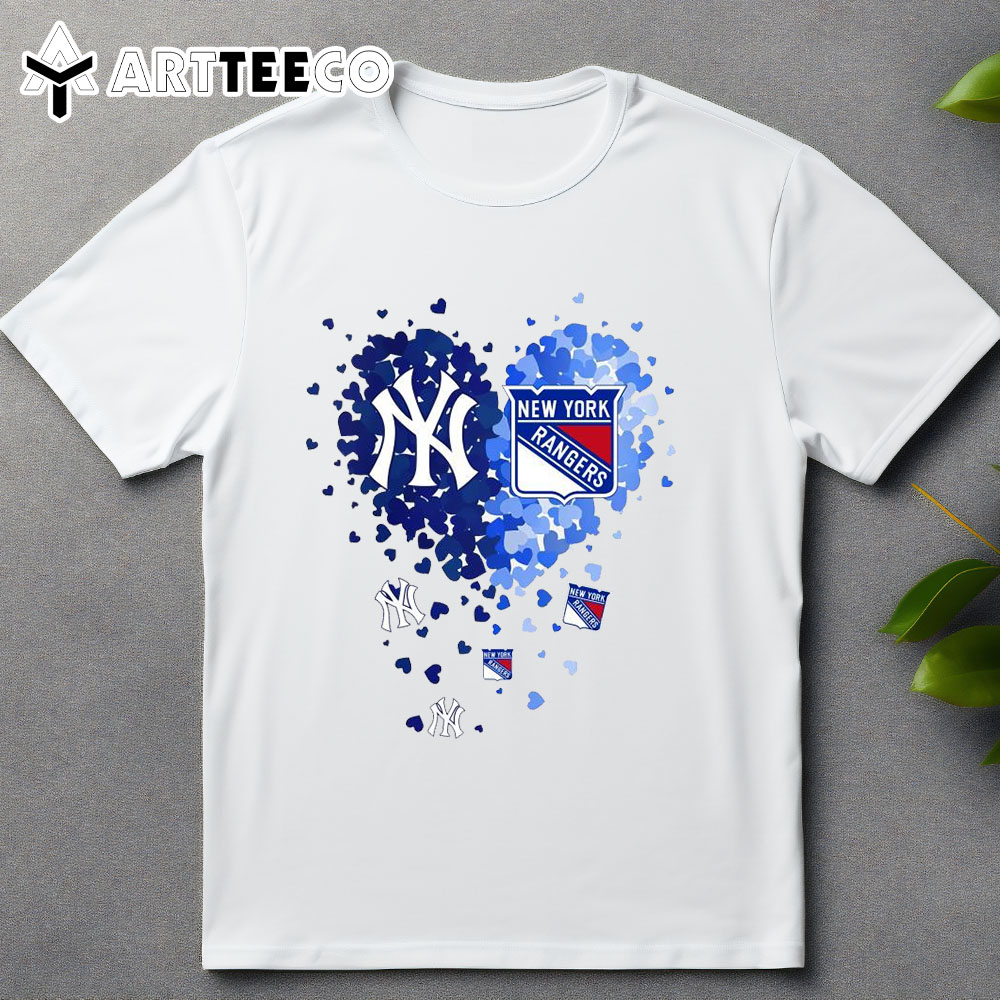 New York Yankees And New York Rangers Heart Tiny 2024 T Shirt