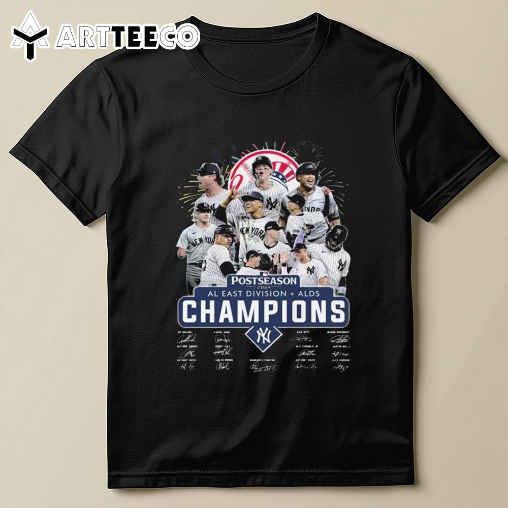 New York Yankees Postseason Al East Division Champions 2024 Signatures T Shirt