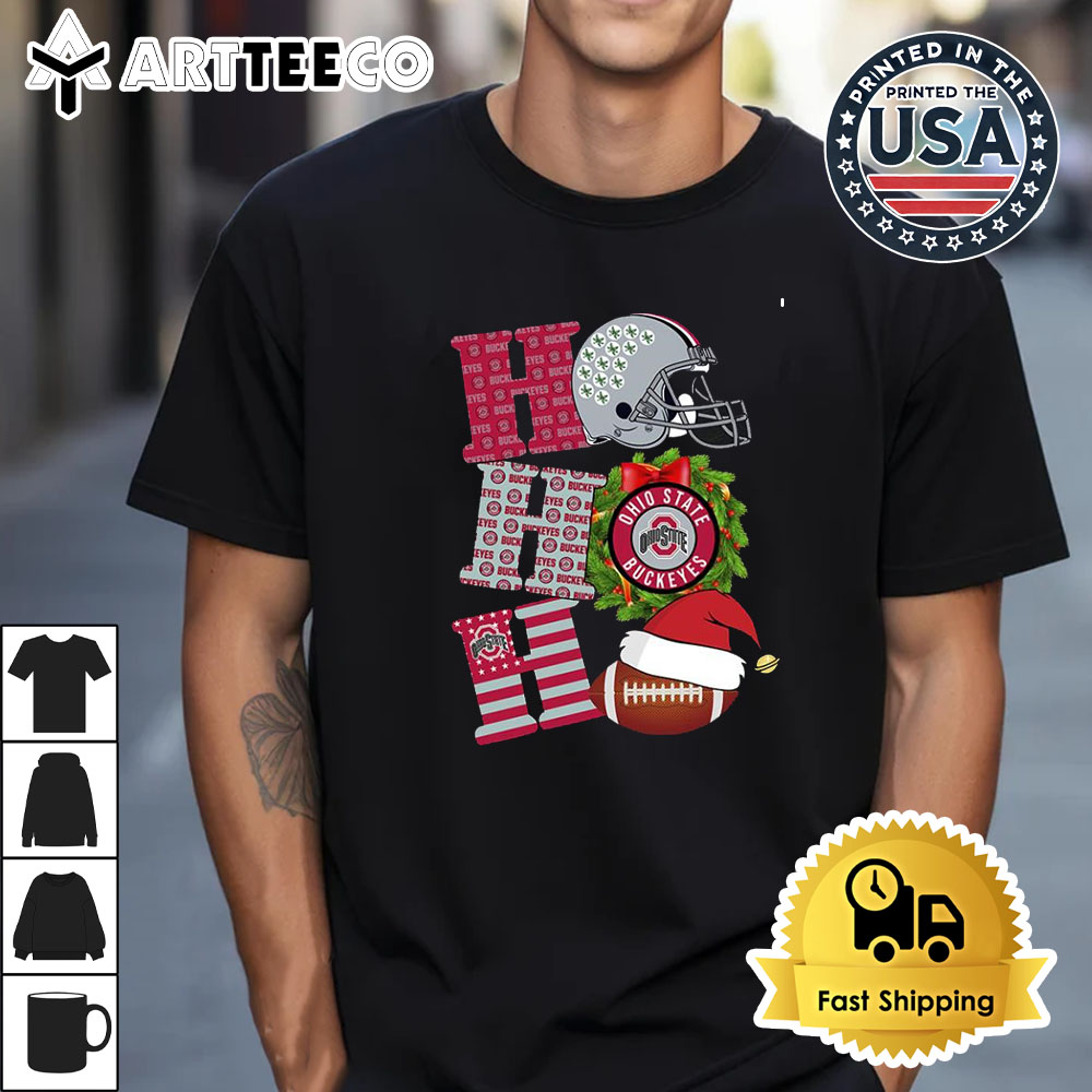 Ohio State Buckeyes Ho Ho Ho Christmas Retro T Shirt 1