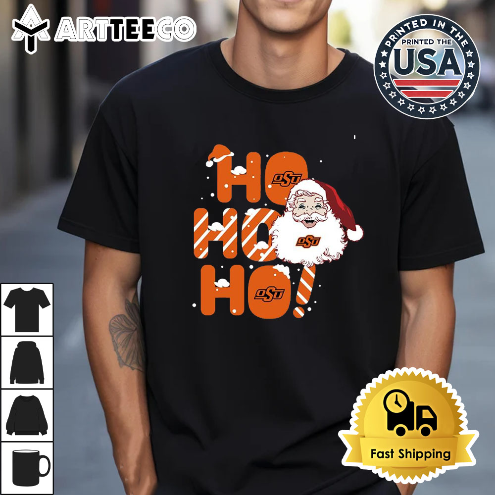 Oklahoma State Cowboys Ho Ho Ho Santa Claus Christmas Retro T Shirt 1