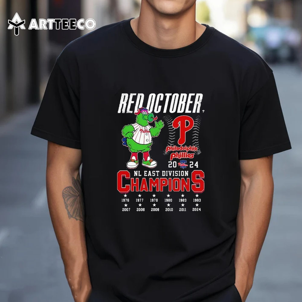 Philadelphia Phillies Mascot Red October 2024 Nl East Division Champions T Shirt