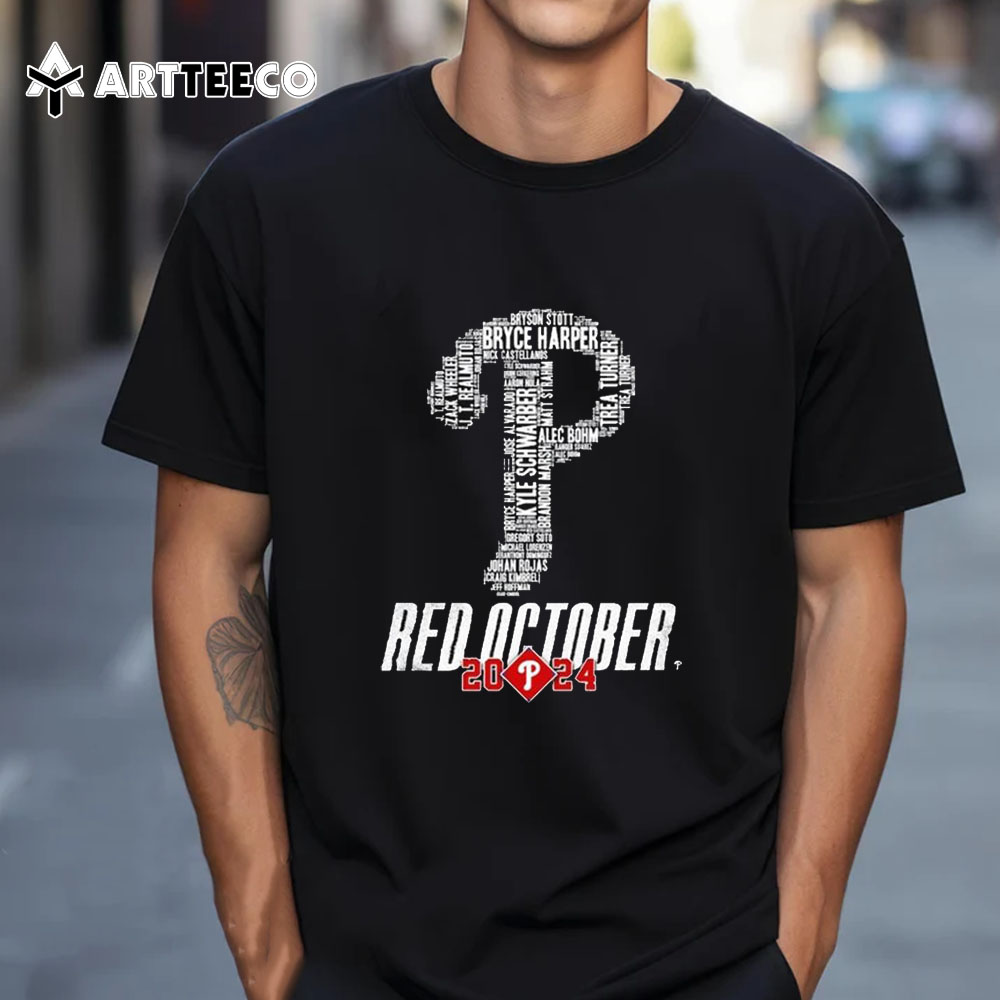 Philadelphia Phillies Players Names Logo Red October 2024 T Shirt