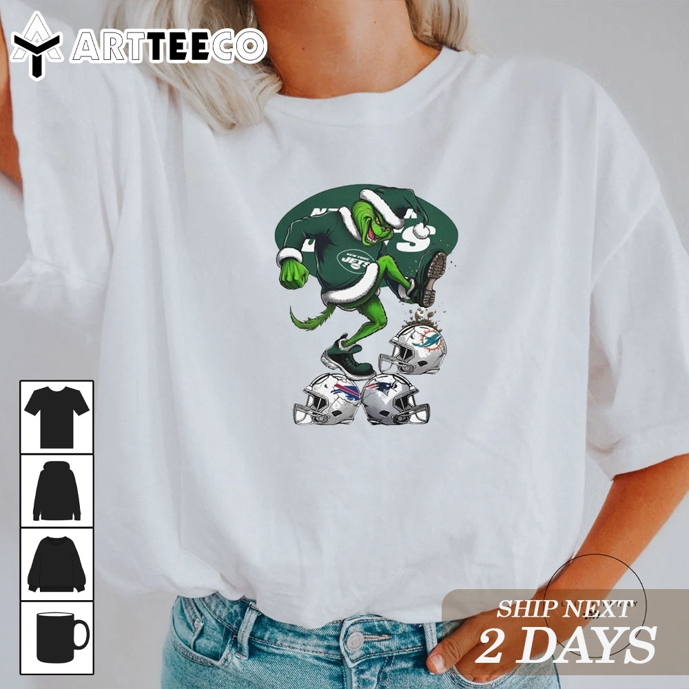 Santa Grinch New York Jets NFL Stomp On Teams Christmas 2024 T Shirt