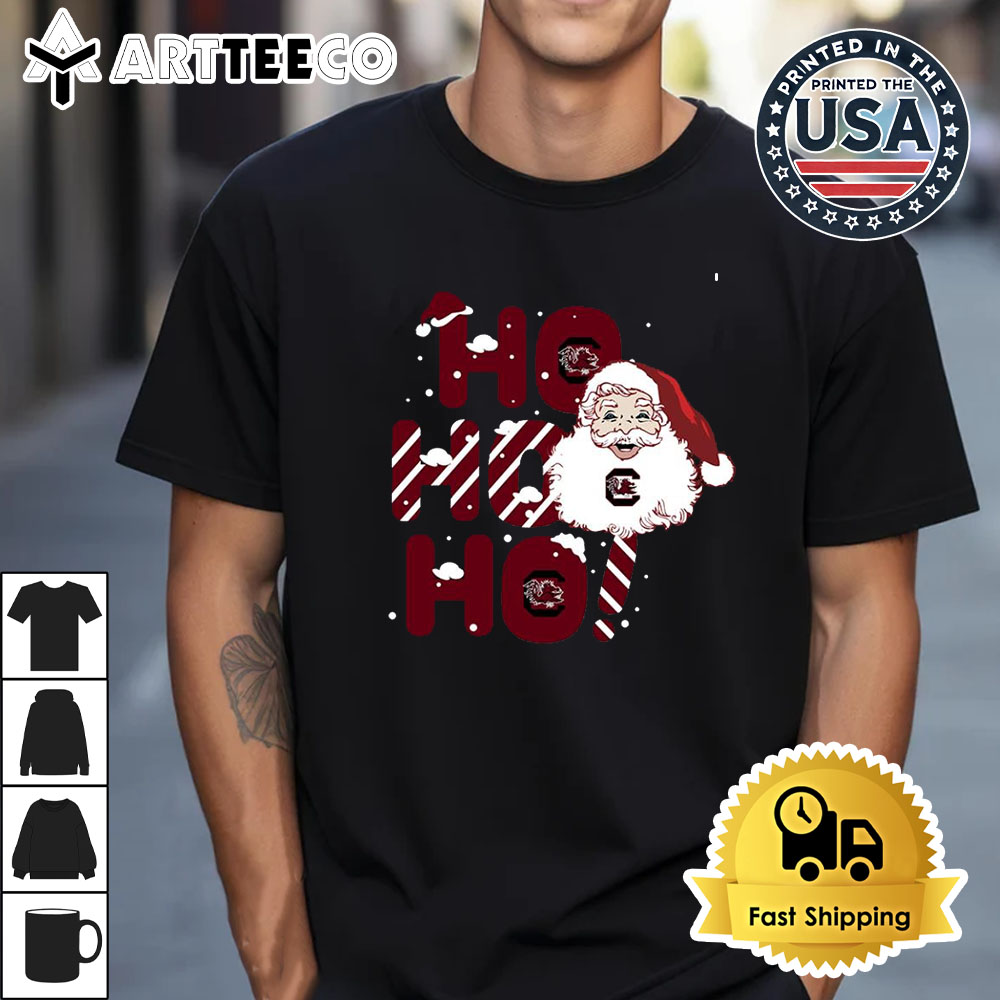 South Carolina Gamecocks Ho Ho Ho Santa Claus Christmas Retro T Shirt 1