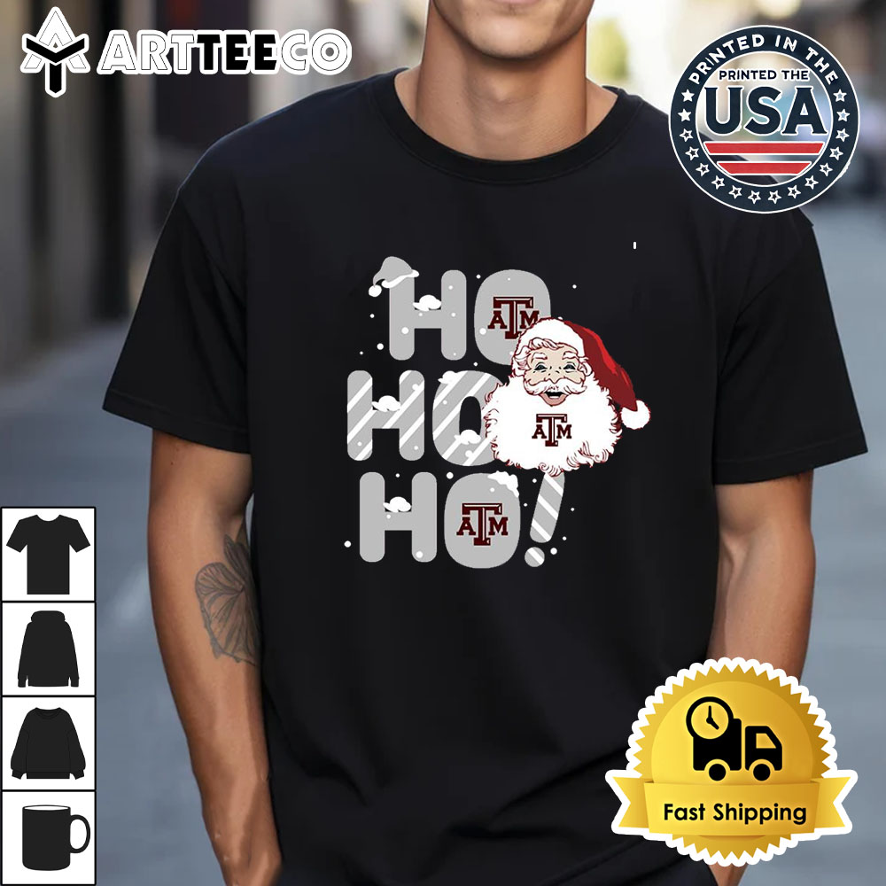 Texas AM Aggies Ho Ho Ho Santa Claus Christmas Retro T Shirt 1