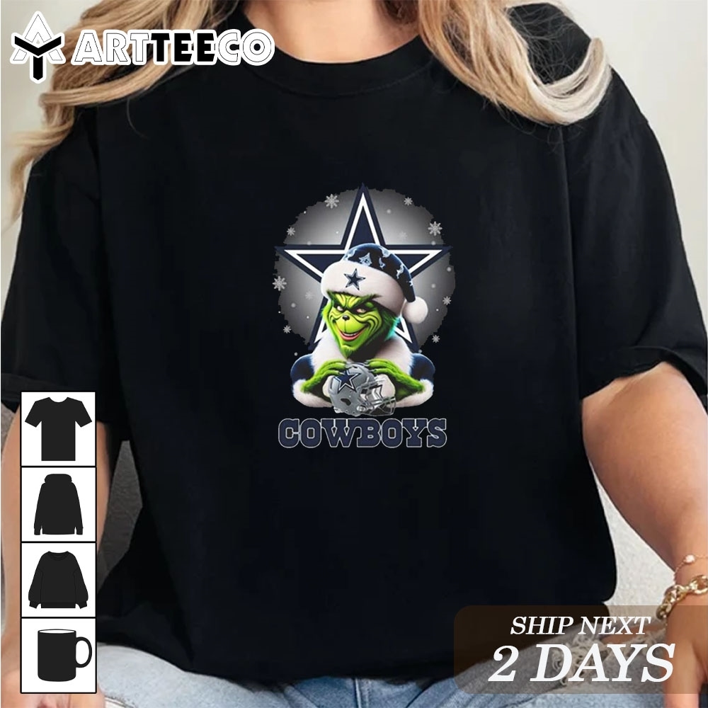 The Santa Grinch Love Dallas Cowboys NFL Merry Christmas 2024 T Shirt