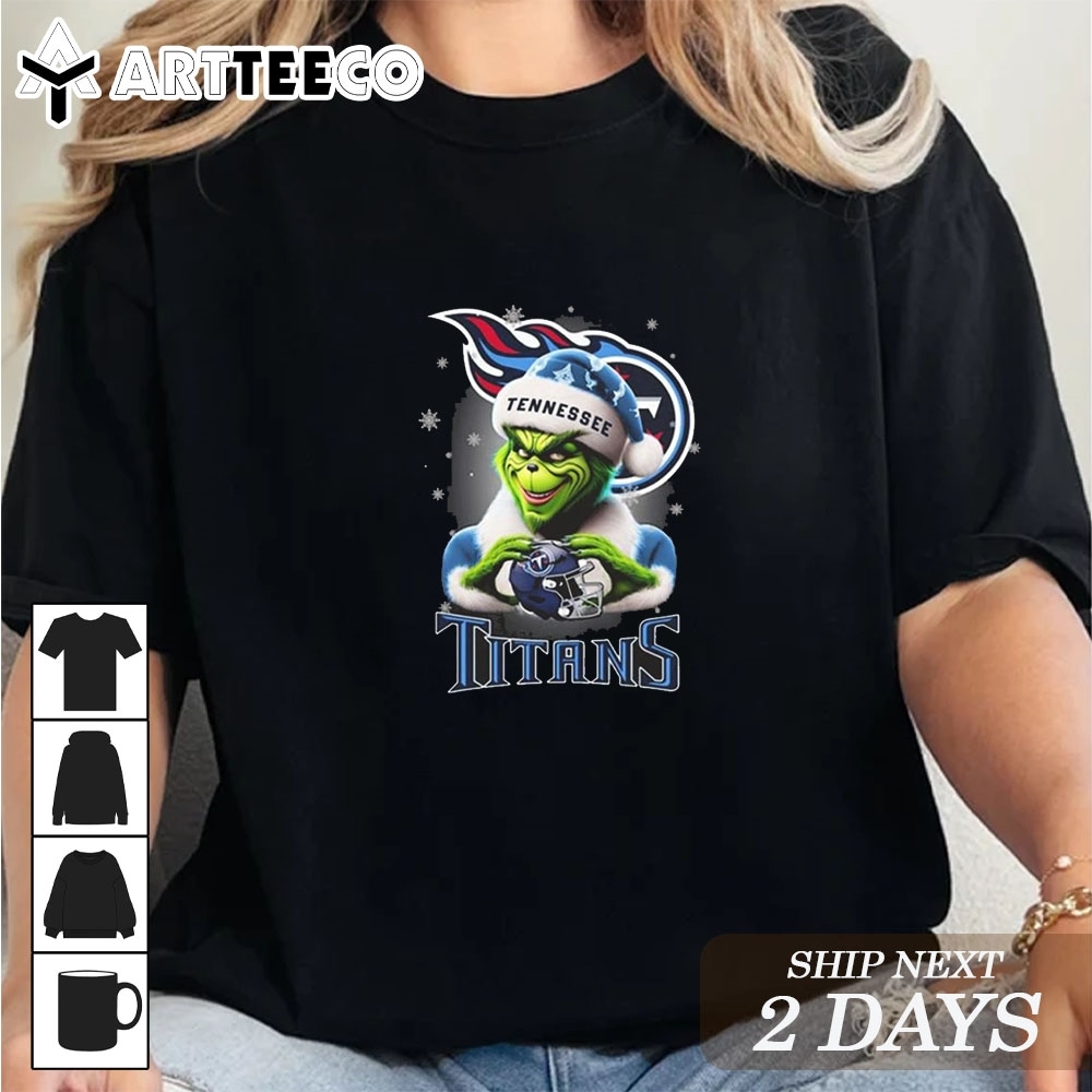 The Santa Grinch Love Tennessee Titans NFL Merry Christmas 2024 T Shirt