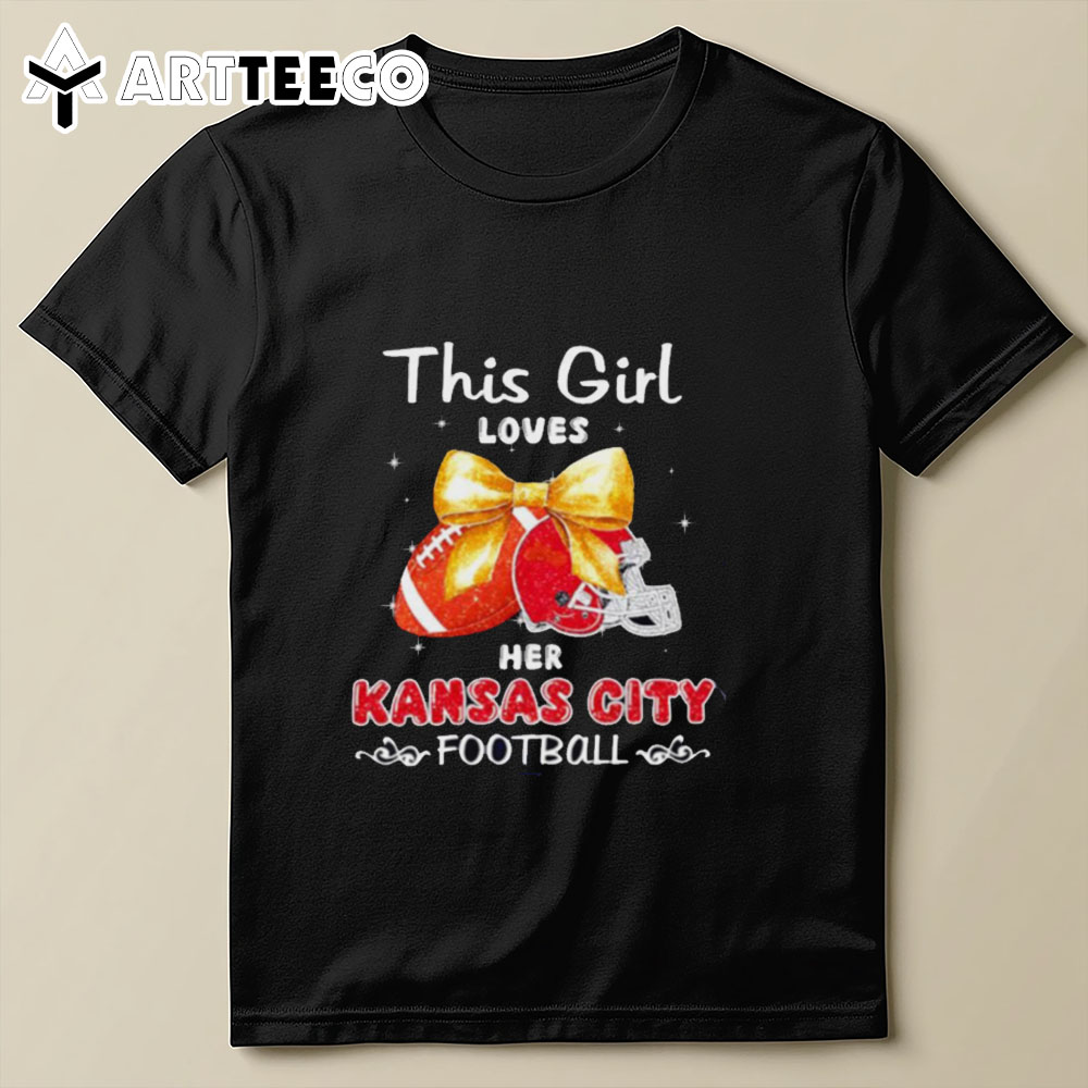 This Girl Loves Her Kansas City Chiefs Football Faux Glitter T Shirt