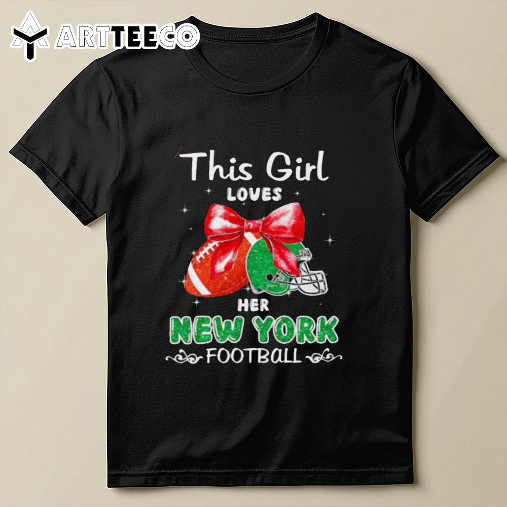 This Girl Loves Her New York Jets Football Faux Glitter T Shirt