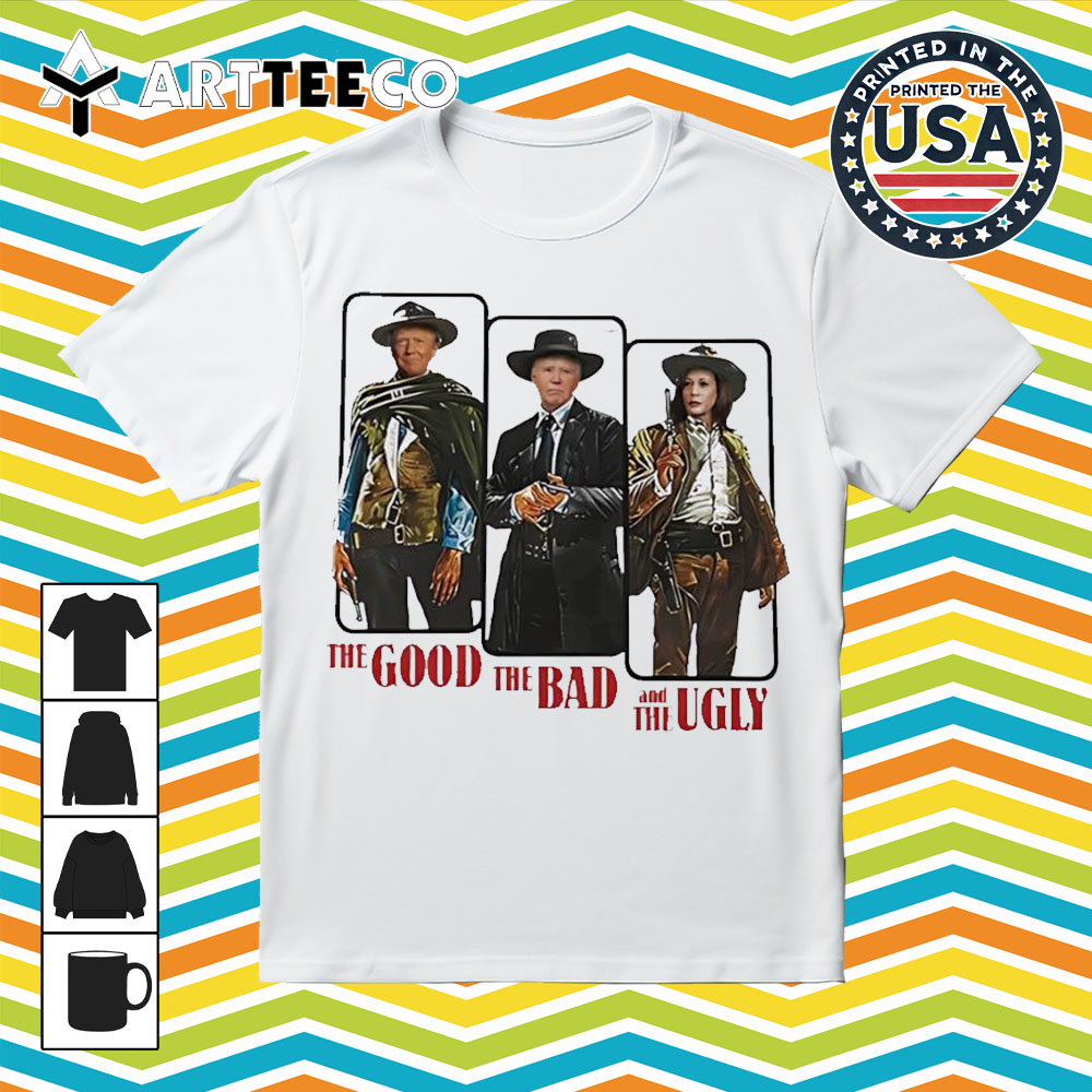 Trump Biden Kamala The Good The Bad And The Ugly Presidential Cowboy Retro T Shirt 1