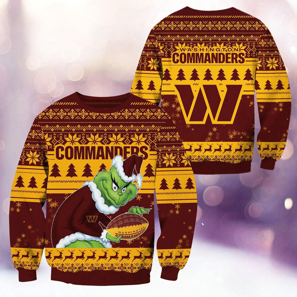 Washington Commanders Football Grinch Christmas Ugly Sweater