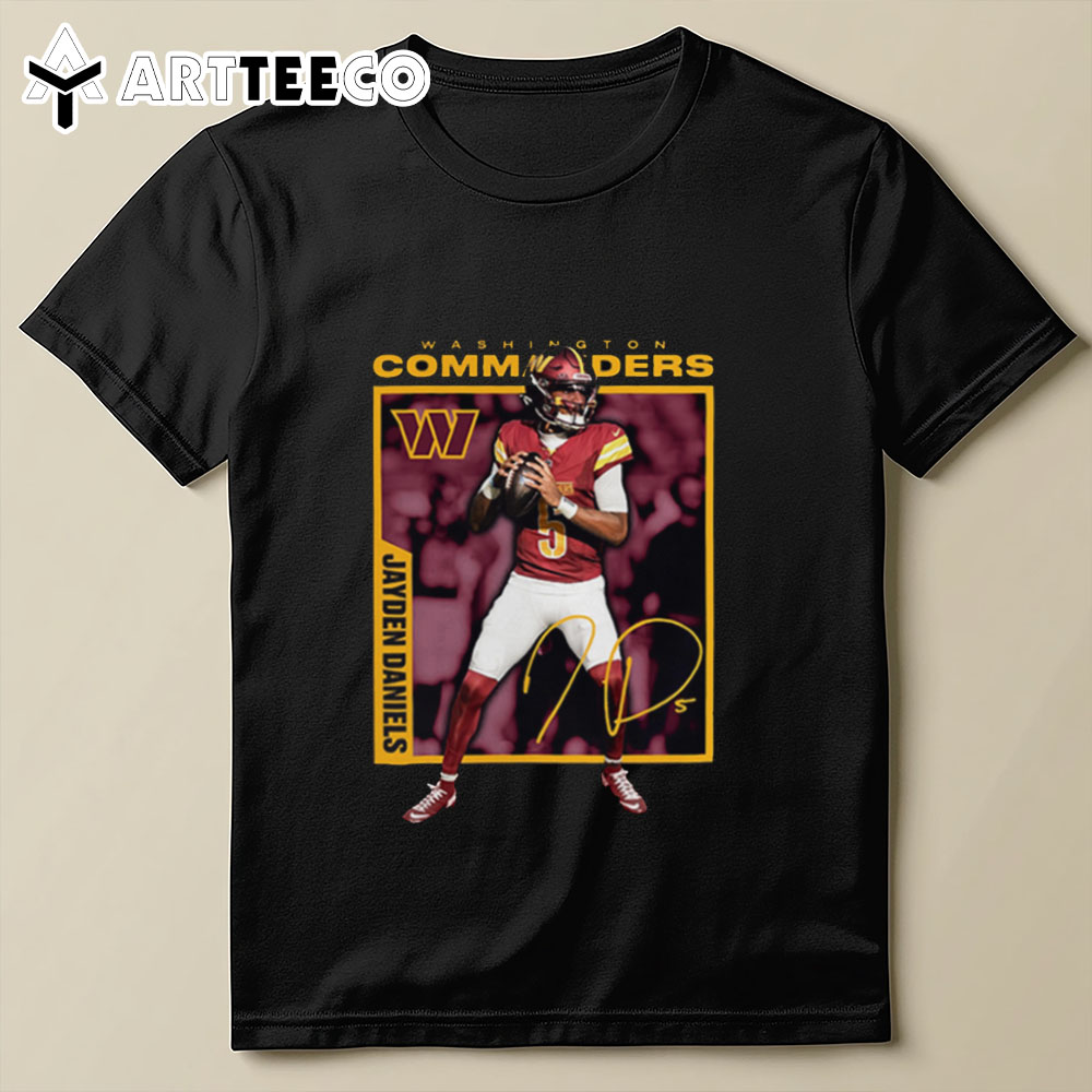 Washington Commanders Jayden Daniels Black Frame T Shirt