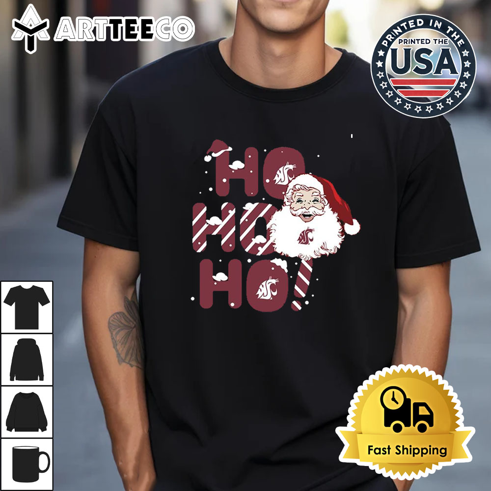 Washington State Cougars Ho Ho Ho Santa Claus Christmas Retro T Shirt 1