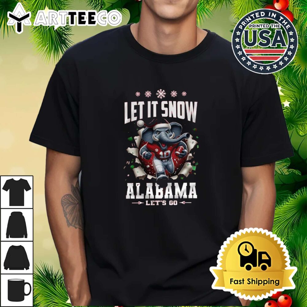 Alabama Crimson Tide Mascot Let It Snow Alabama Let's Go 2024 Retro T Shirt 1