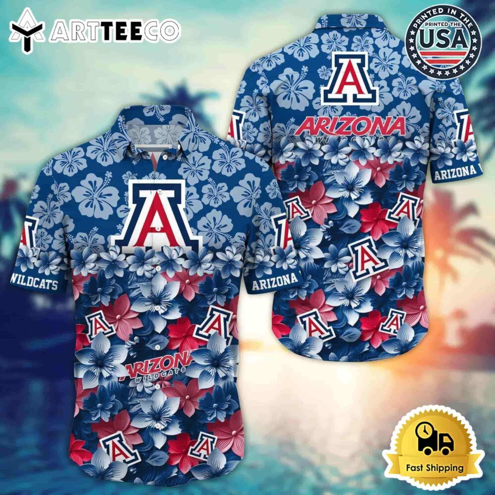 Arizona Wildcats Hibiscus Hawaiian Shirt Tropical Summer Vibes 1